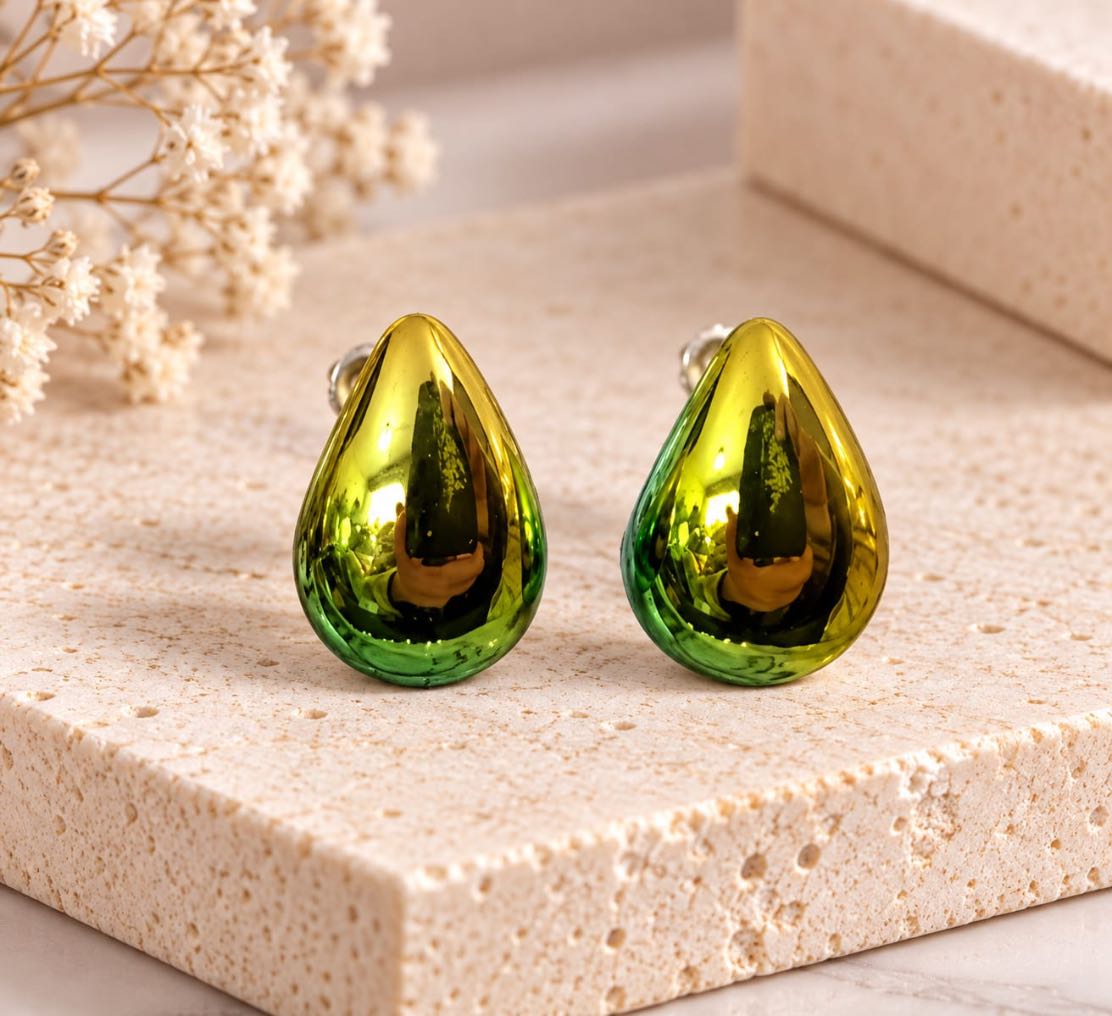 ARETES GOTA TORNASOL VERDE