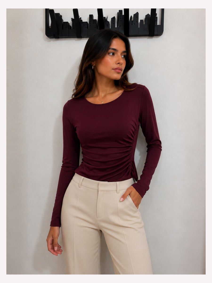 BLUSA ALGODON MANGA LARGA VINO