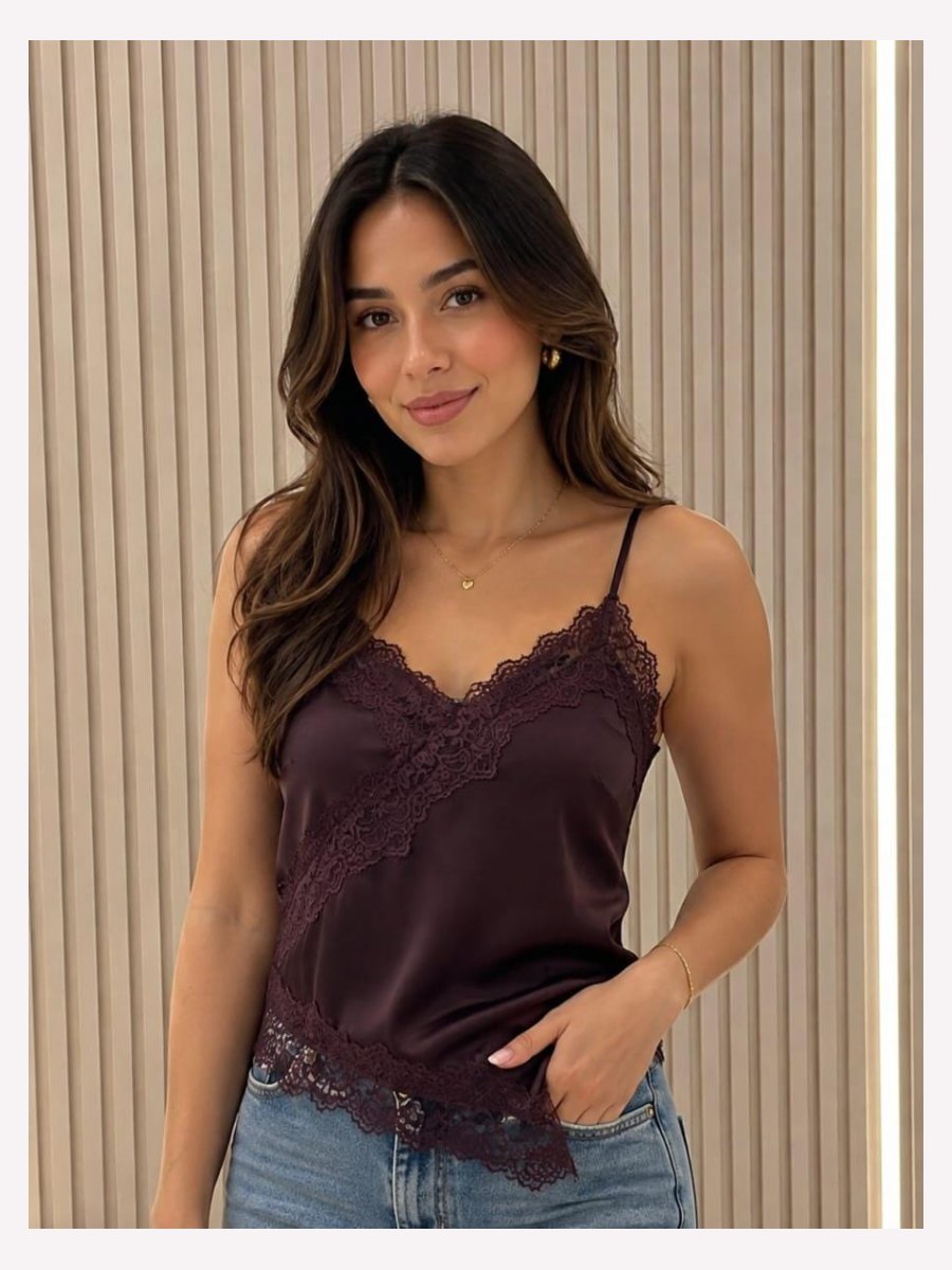 BLUSA SATIN CON ENCAJE TIRANTES