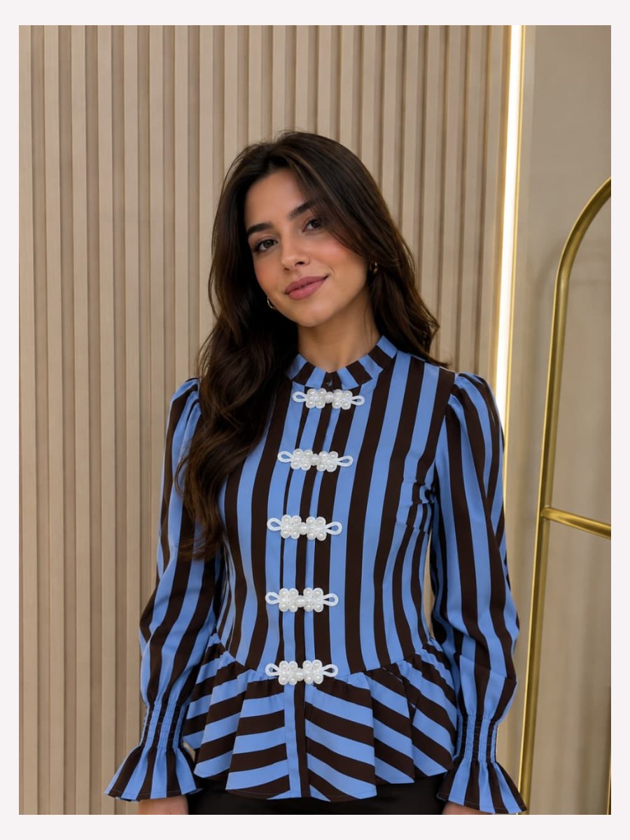 BLUSA RAYAS ESTILO NAPOLEON AZUL