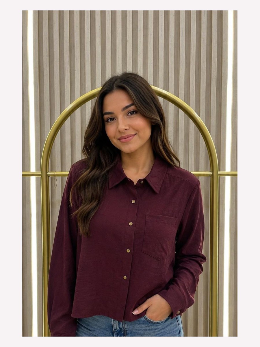 BLUSA PIEL DURAZNO MANGA LARGA VINO