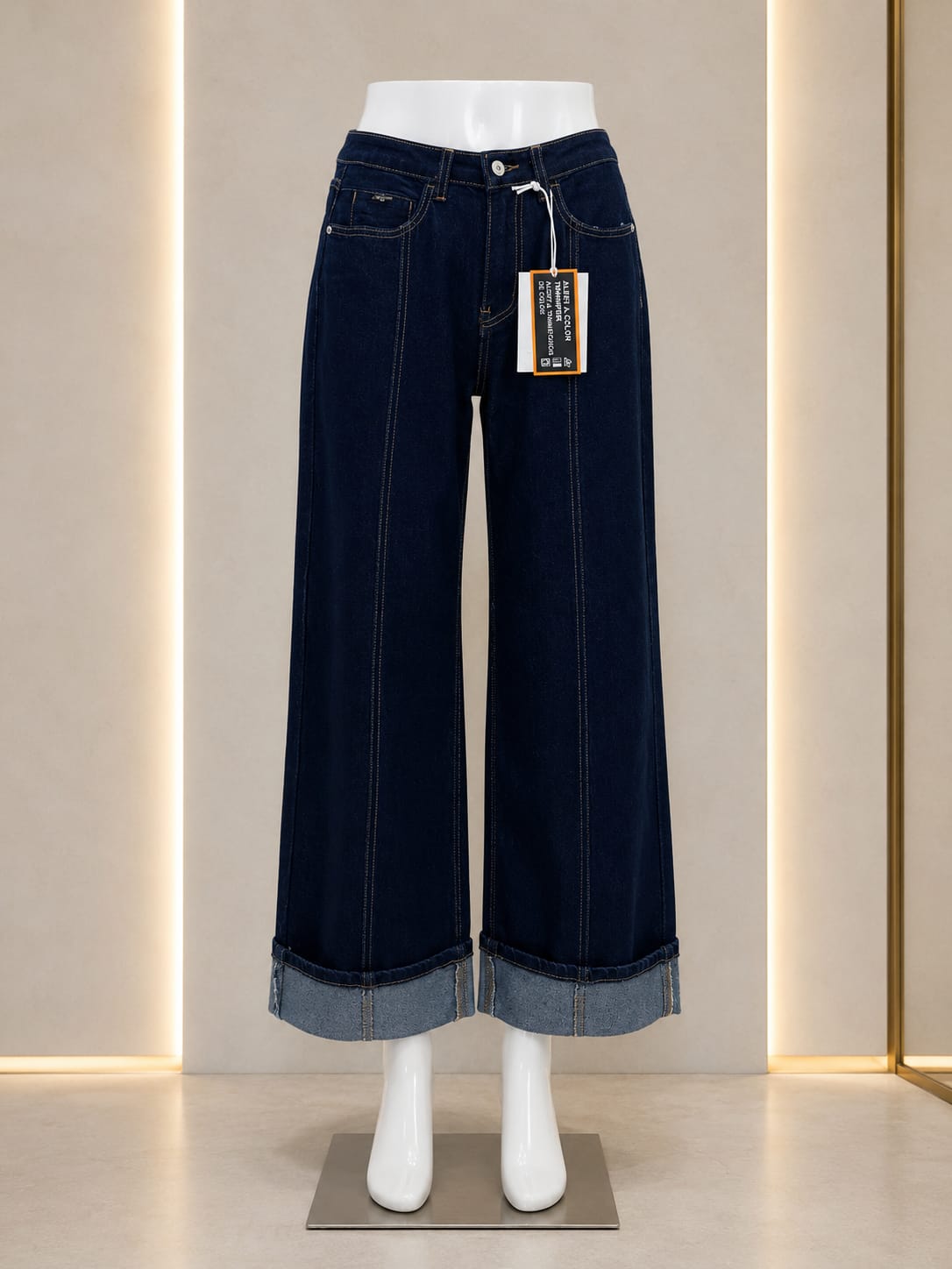 PANTALON MEZCLILLA RAYA DOBLADO OSCURO