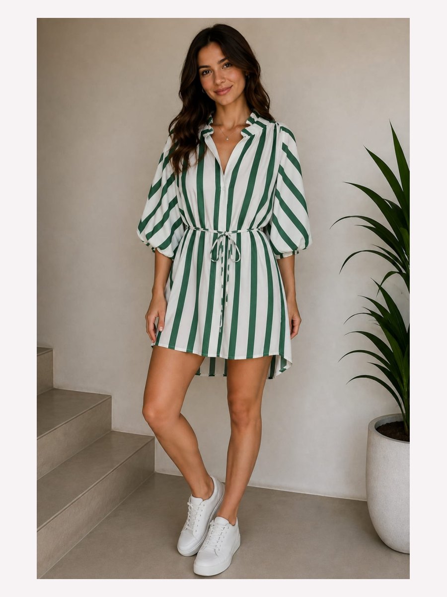 VESTIDO RAYAS VERDES